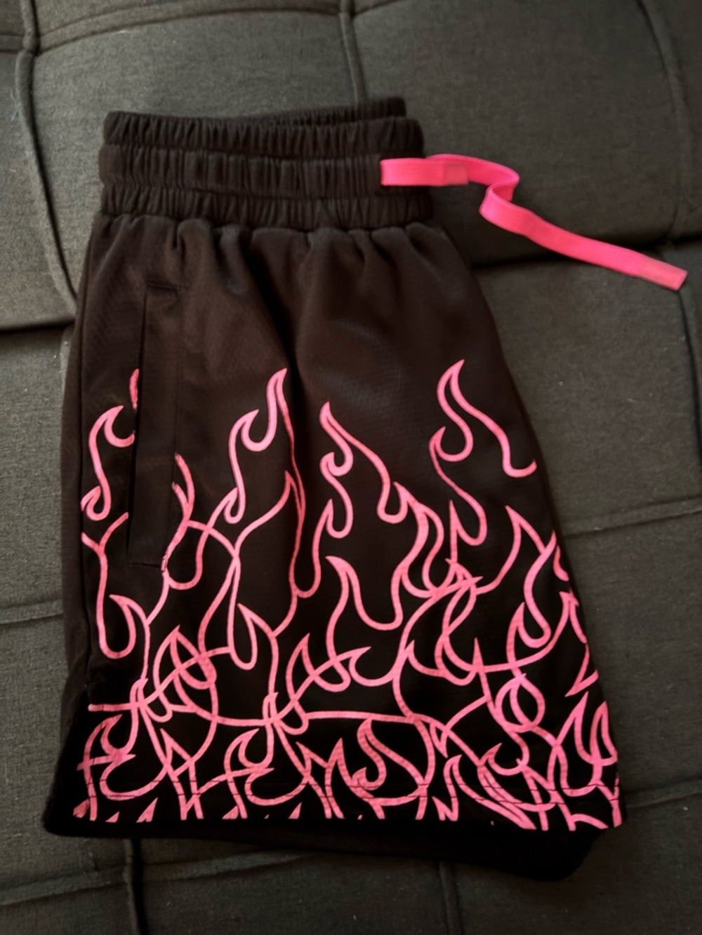 Kill Crew Black Athletic Shorts with Pink Flame Details - Picture 2 of 3